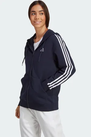 adidas Blusa Capuz Zíper Regular Essentials 3-stripes Mulher