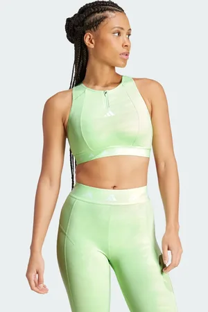 adidas Top Treino Suporte Médio Gola Alta Zíper Techfit Powerimpact Mulher