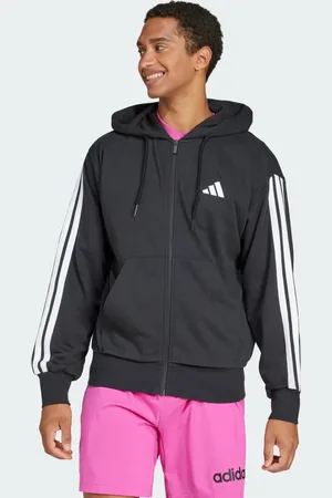 adidas Moletinho Capuz Zíper Essentials Três Listras Homem