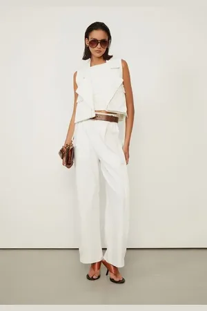 Animale Calça Pantalona De Malha Estruturada Off Detalhe Cós Off