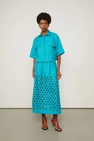 Animale Saia Midi Bordada Azul Frame