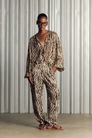 Animale Camisa De Georgette Com Decote v Estampado Est Cobra Vintage Color