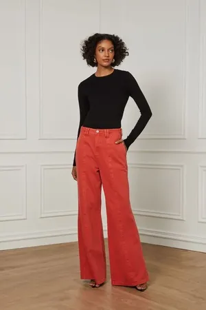 Animale Calça De Sarja Pantalona Com Recorte Frontal Vermelho Terroso
