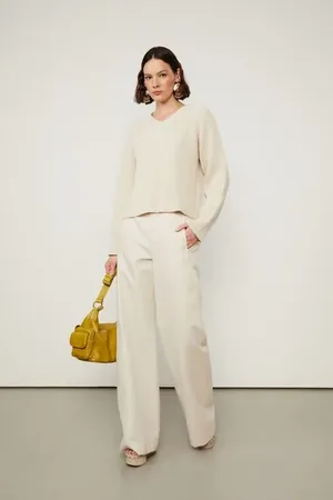 Animale Calça Pantalona Com Bolso Na Lateral Bege Cashmere