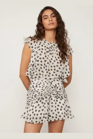 Animale Short Saia De Georgette Com Franzido Central Estampado Est Gravataria Flor Kirli e Preto
