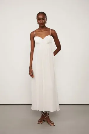 Animale Vestido De Georgette Longo Bege Busto Drapeado Bege Betula