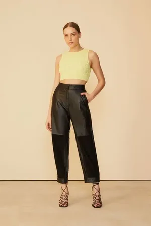 Animale Top De Tricot Com Tranças Amarelo Amarelo Lime