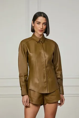 Animale Camisa De Couro Classica Acinturada Verde Figo