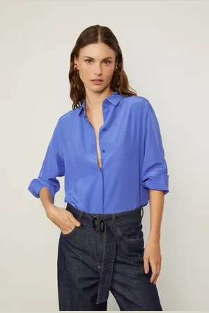 Animale Camisa De Seda Básica Azul Azul Future