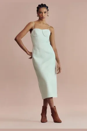 Animale Vestido De Couro Midi Top Com Vivo Verde Menta