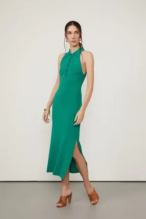 Animale Vestido De Tricot Verde Com Frente Única Verde Natureza