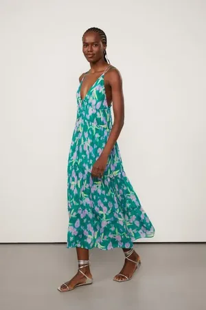 Animale Vestido De Georgette Leve Midi Estampado De Alça Est Floral Vagalume Color