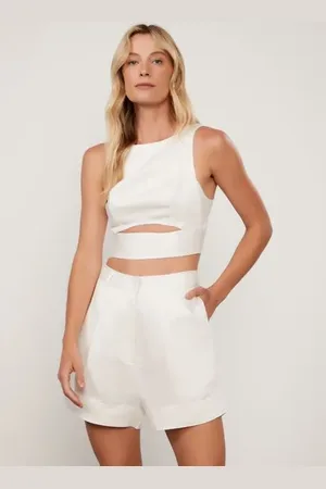 Animale Top Cropped Sem Manga Detalhe Abertura Na Frente Off Off