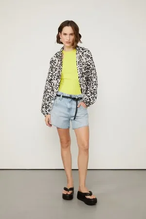 Animale Bermuda Jeans Passantes Com Deslocado Jeans Claro