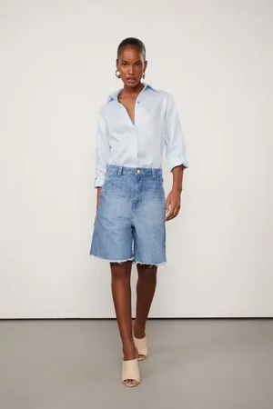 Animale Bermuda Jeans Barra Desfiada Jeans Medio