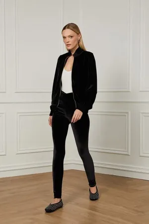 Animale Legging De Veludo Transpasse Cos Preto