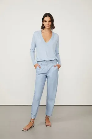Animale Blusa De Tricot Azul Com Manga Longa e Decote v Azul Hortencia