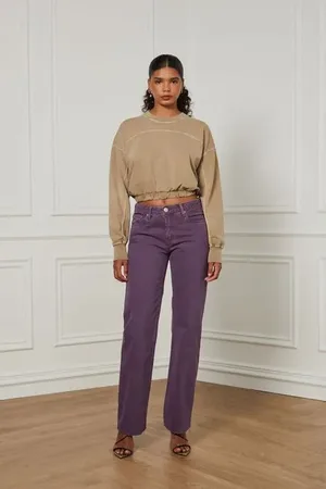 Animale Calça Low Rise De Sarja Com Stoned Roxo Uva