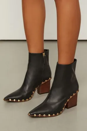 Animale Bota De Couro Tachas Preto