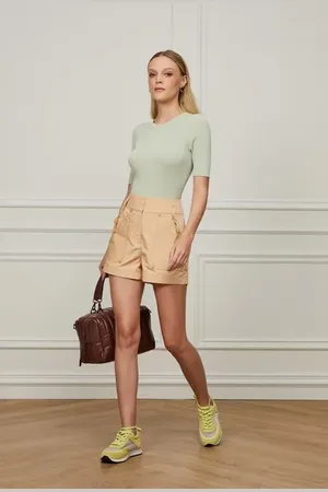 Animale Short Bolsos Diagonais Bege Praia