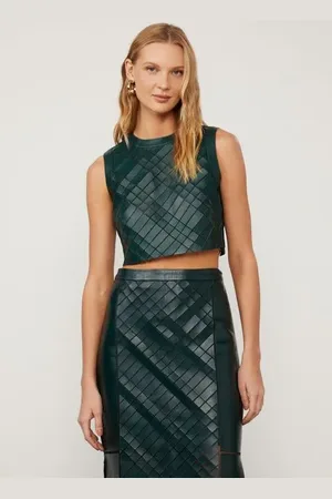 Animale Top De Couro Aplicado Verde Encanto