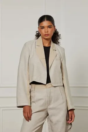 Animale Blazer De Sarja Jacquard Alfaiataria Bege Camel