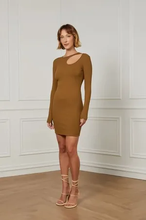 Animale Vestido De Malha Canelada Curto Gota Frente e Costas Verde Figo