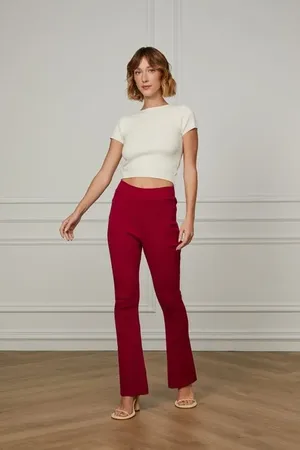 Animale Calça De Tricot Boot Canelada Rosa Tinta
