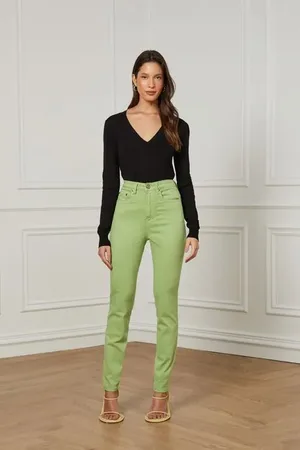 Animale Calça Skinny Basic High De Sarja Premium Verde Cage