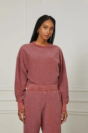 Animale Blusa De Malha Manga Longa Com Lurex Vermelho Terroso
