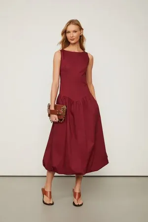 Animale Vestido Sem Manga Midi De Tricoline Marrom Rum