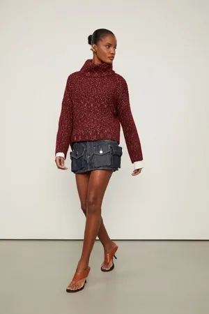 Animale Mini Saia Jeans Com Maxi Bolsos Jeans Escuro