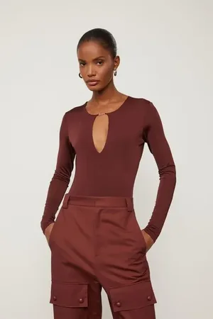 Animale Body De Jersey Decote Marrom Marrom Rum