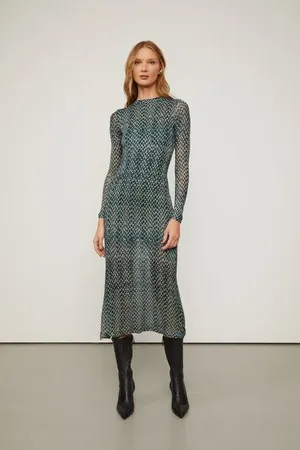 Animale Vestido Midi Malha Estampado Est Textura Skane Color