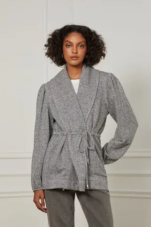 Animale Casaco Kimono De Malha Com Lurex e Manga Bufante (Cor Provisoria)