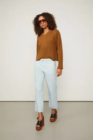 Animale Calça De Couro Alfaiataria Recortes Azul Pale