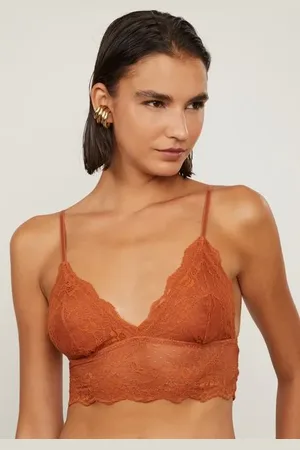 Animale Top Triangulo De Renda Ruibarbo Marrom Biscoito