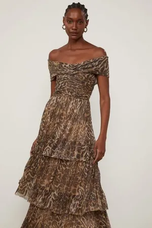 Animale Vestido Tule Babados Lili Est Leopardo Est Leopardo