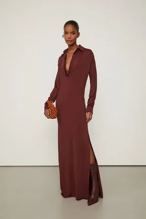 Animale Vestido De Jersey Marrom Decote Polo Marrom Rum