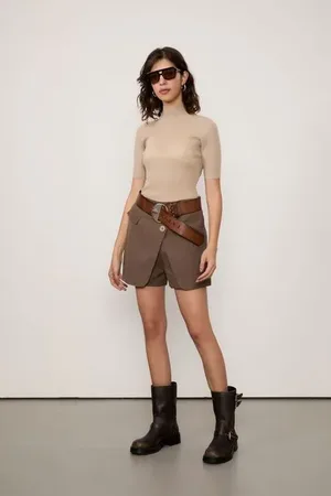 Animale Blusa De Tricot Manga Média Com Transparência Bege Cashmere