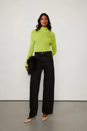 Animale Blusa De Tricot Com Punho Largo Verde Glitch