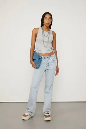 Animale Calça Jeans Boot Cut Com Rasgos e Puídos Barra Jeans Claro