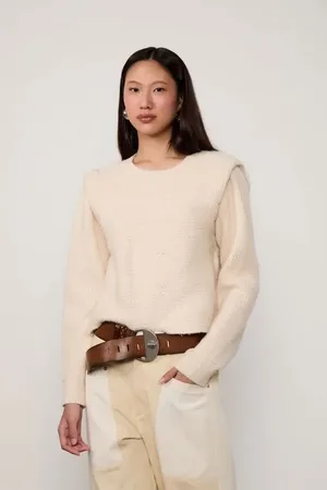 Animale Pull De Tricot Com Barra Ondulada Bege Creme