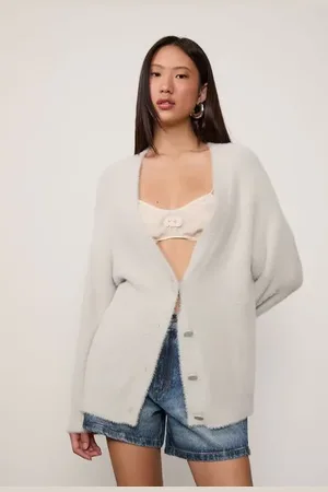 Animale Cardigan De Tricot Pelinho Cinza Retro