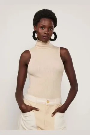 Animale Regata De Tricot Com Lurex e Gola Alta Nude Marzipan