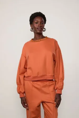 Animale Blusa Moletom Com Decote Assinado Aj Laranja Queimado