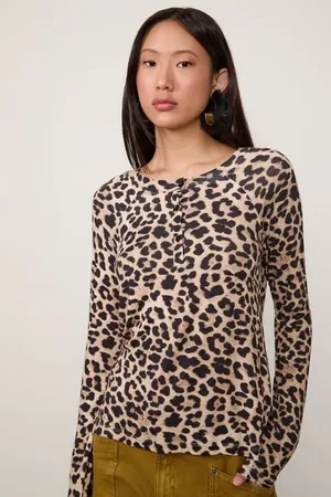 Animale Blusa De Malha Raglan Com Botões Estampada Est Onca Skin Color Aj