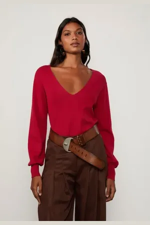 Animale Blusa De Tricot Com Decote Profundo Vermelho Cereja