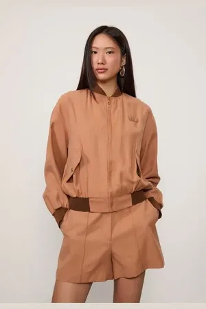 Animale Jaqueta Bomber Stripes Com Logo Marrom Biscoito