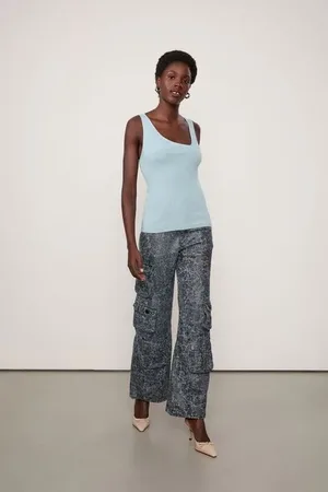 Animale Regata De Tricot Decote Assimétrico Azul Pale